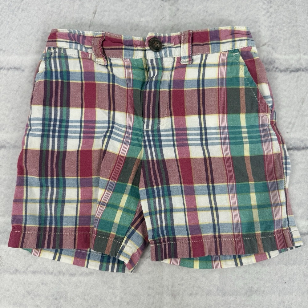 Ralph Lauren Toddler Boys Shorts 18M Madras Plaid Patchwork Preppy Pocket Cotton
